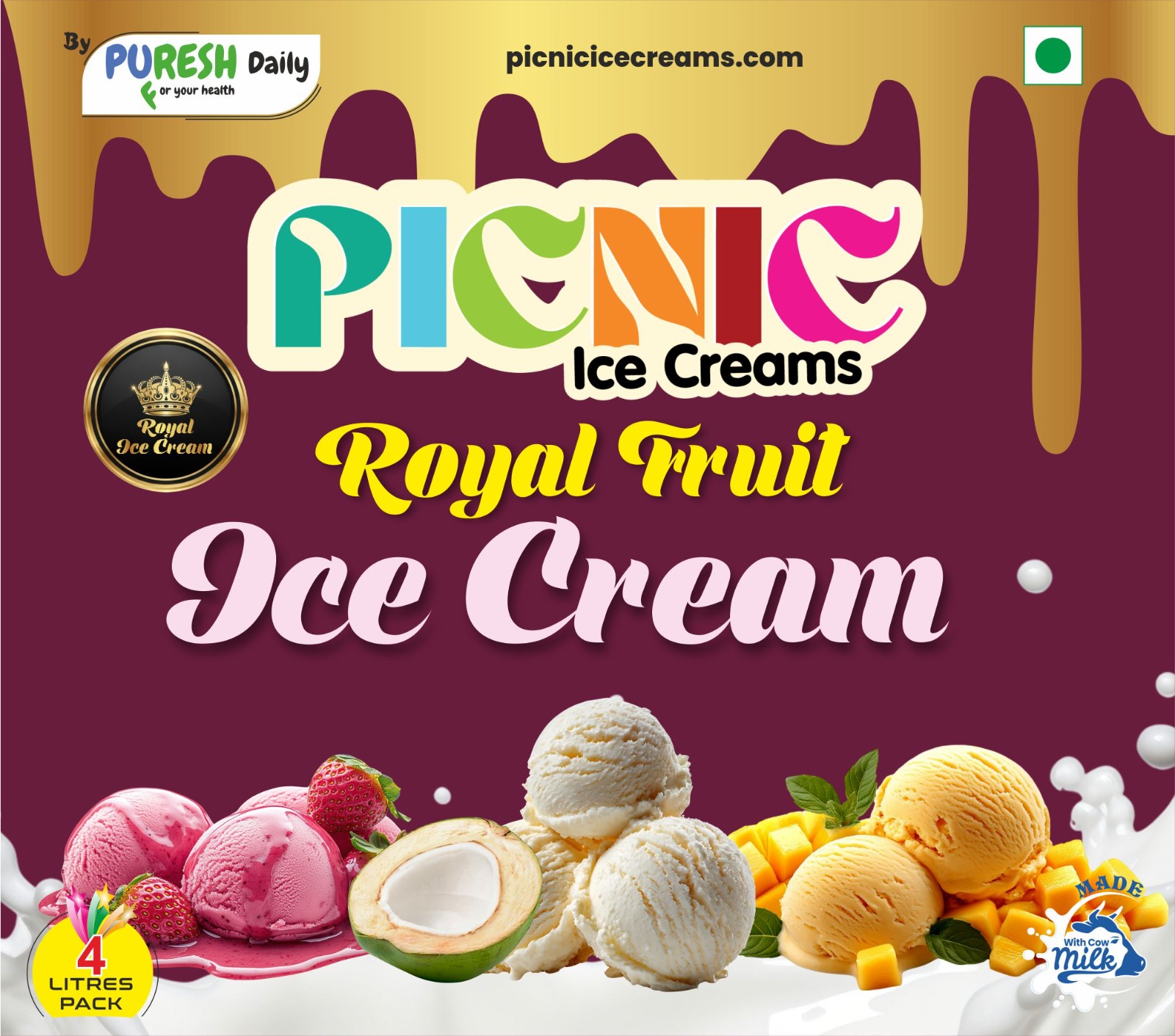 Luxury Berry merry Ice cream - 4L Pack